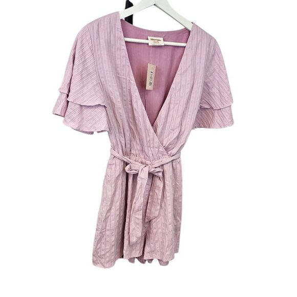 Showpo Womens Run away Girl Playsuit, Ruffled, Tie Waist, V Neck, Lilac, Size 4 - Picture 4 of 9